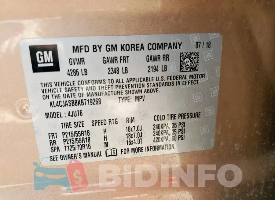 KL4CJASB8KB719268 Photo# 13