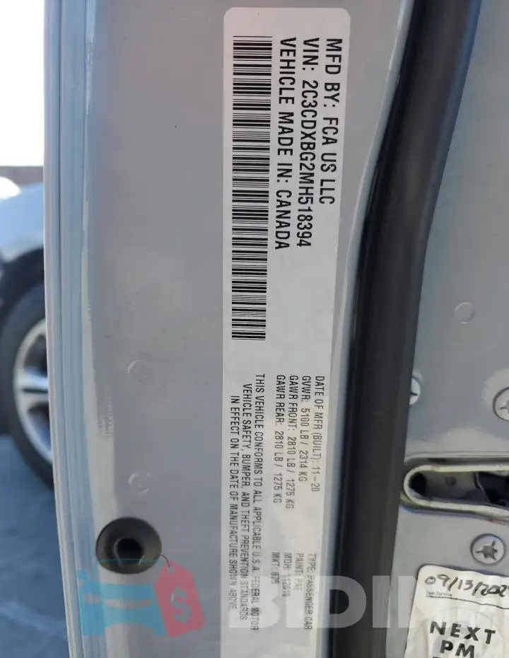 2C3CDXBG2MH518394 Photo# 13