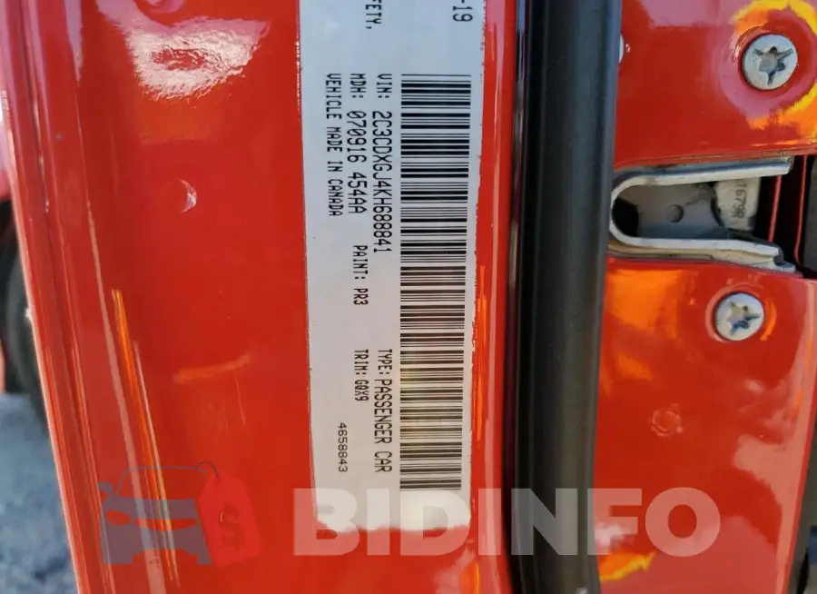 2C3CDXGJ4KH688841 Photo# 12