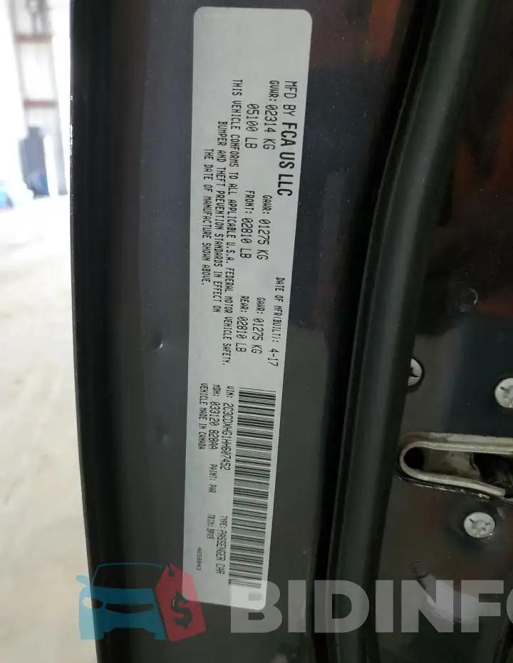 2C3CDXHG1HH607452 Photo# 12