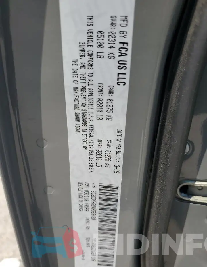 2C3CDXHG8KH593430 Photo# 13