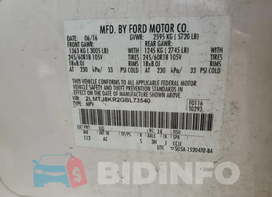 2LMTJ8KR2GBL73540 Photo# 13