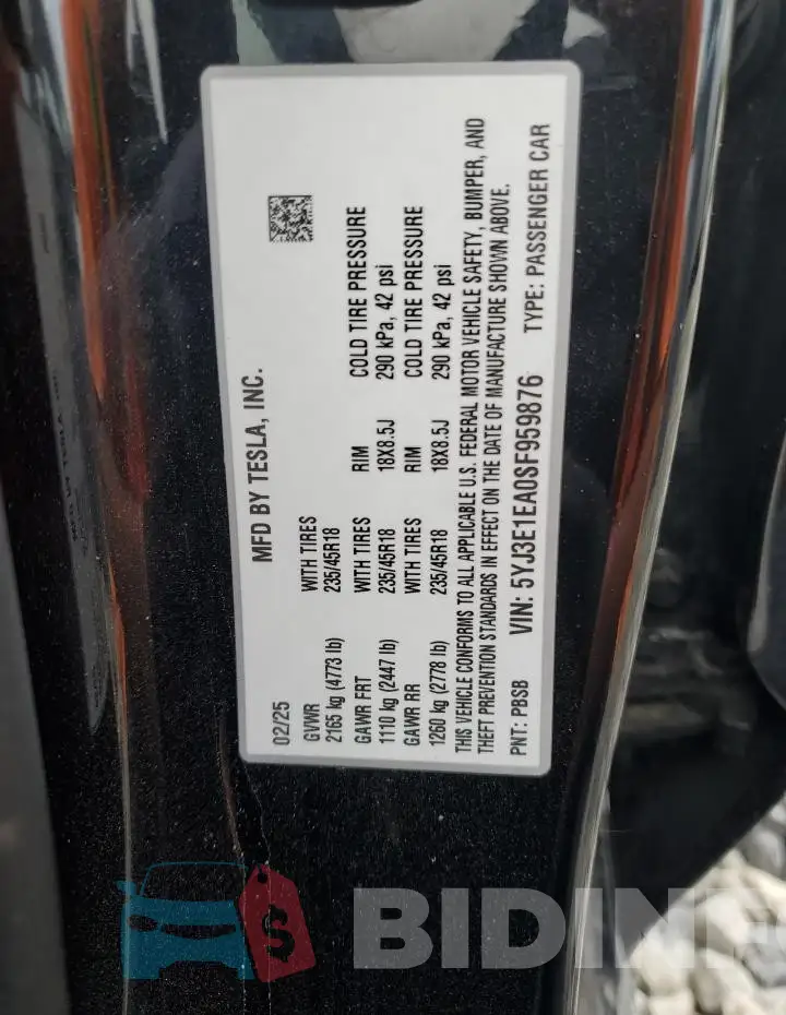 5YJ3E1EA0SF959876 Photo# 12