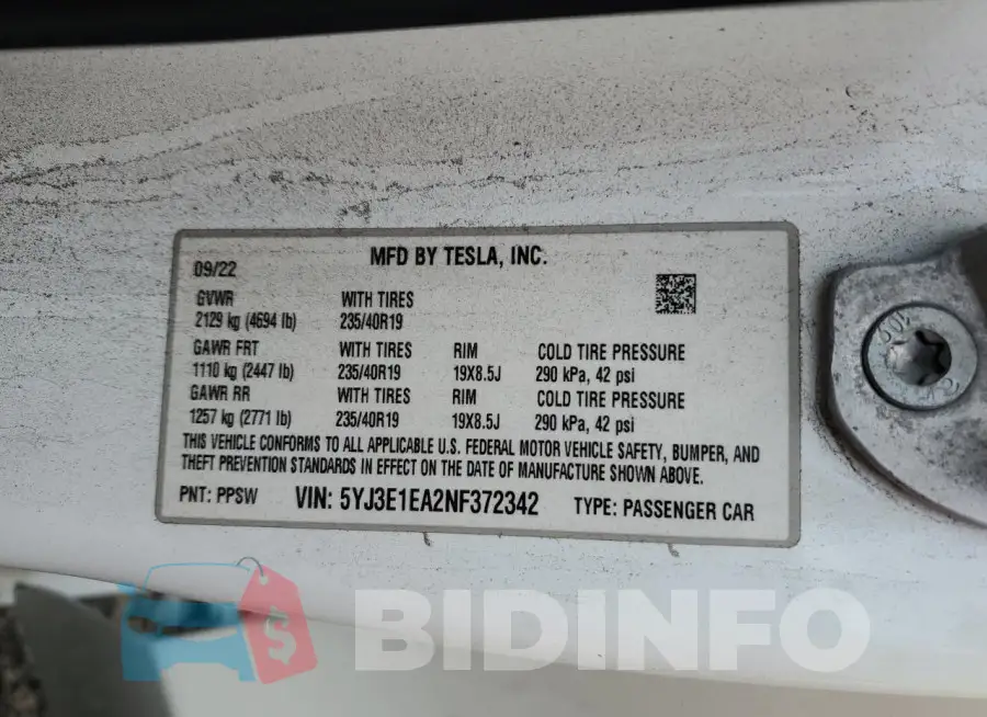 5YJ3E1EA2NF372342 Photo# 12