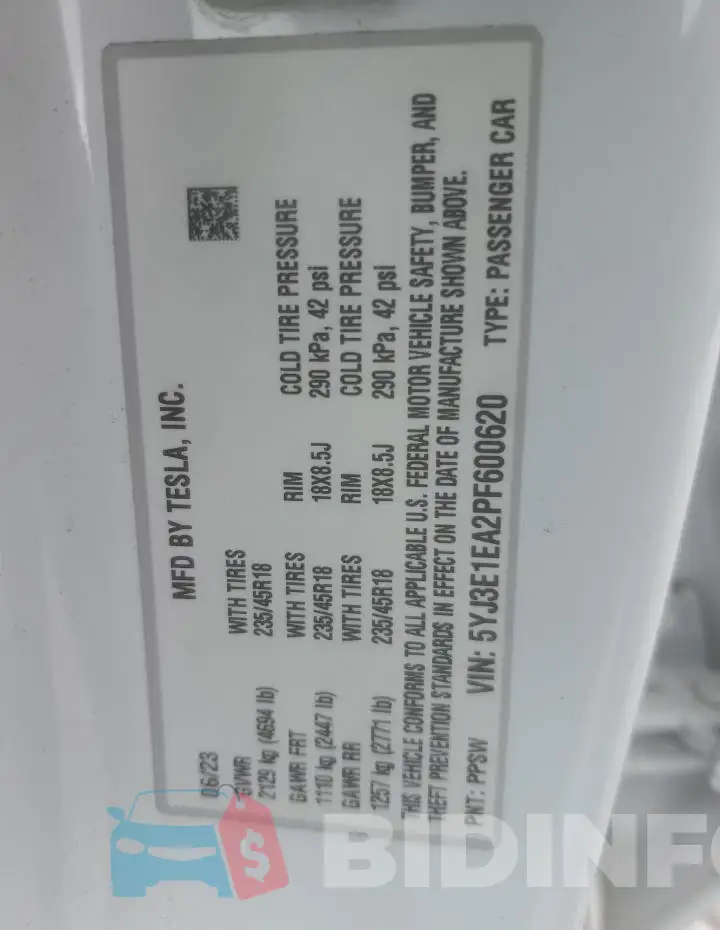 5YJ3E1EA2PF600620 Photo# 12