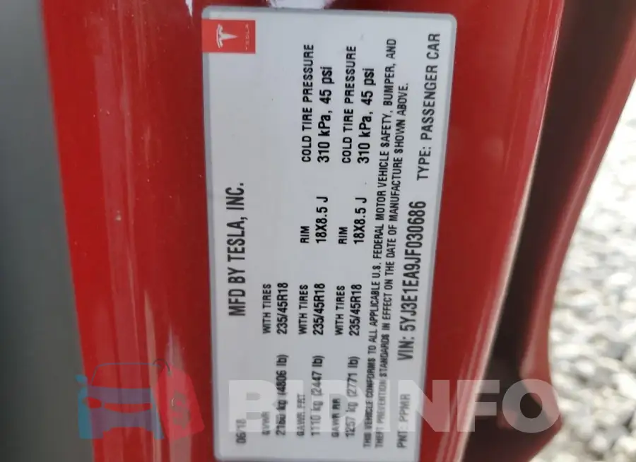 5YJ3E1EA9JF030686 Photo# 12