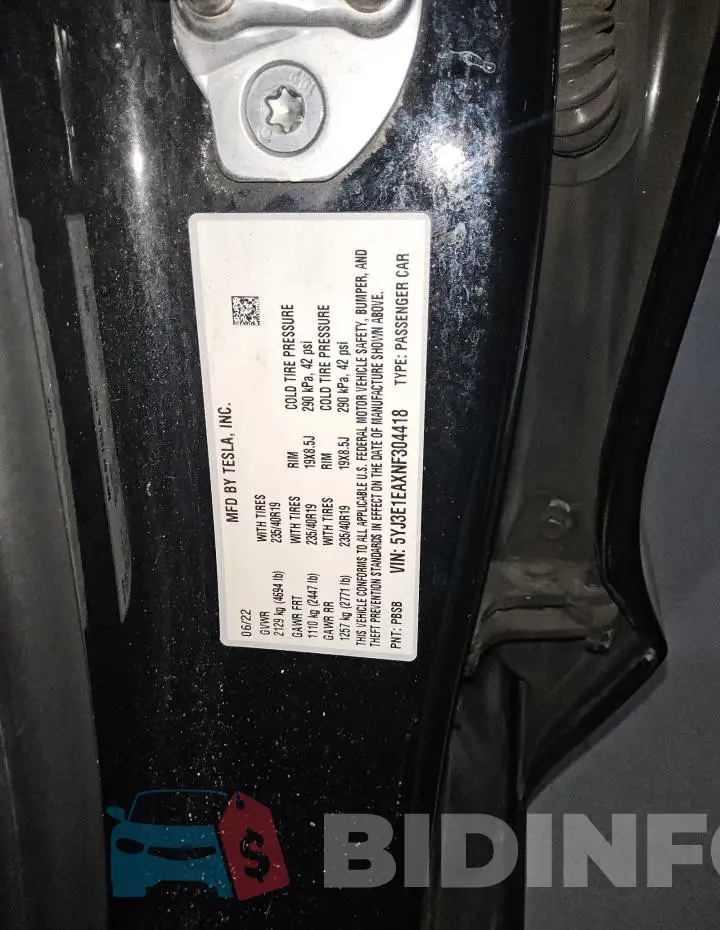 5YJ3E1EAXNF304418 Photo# 13