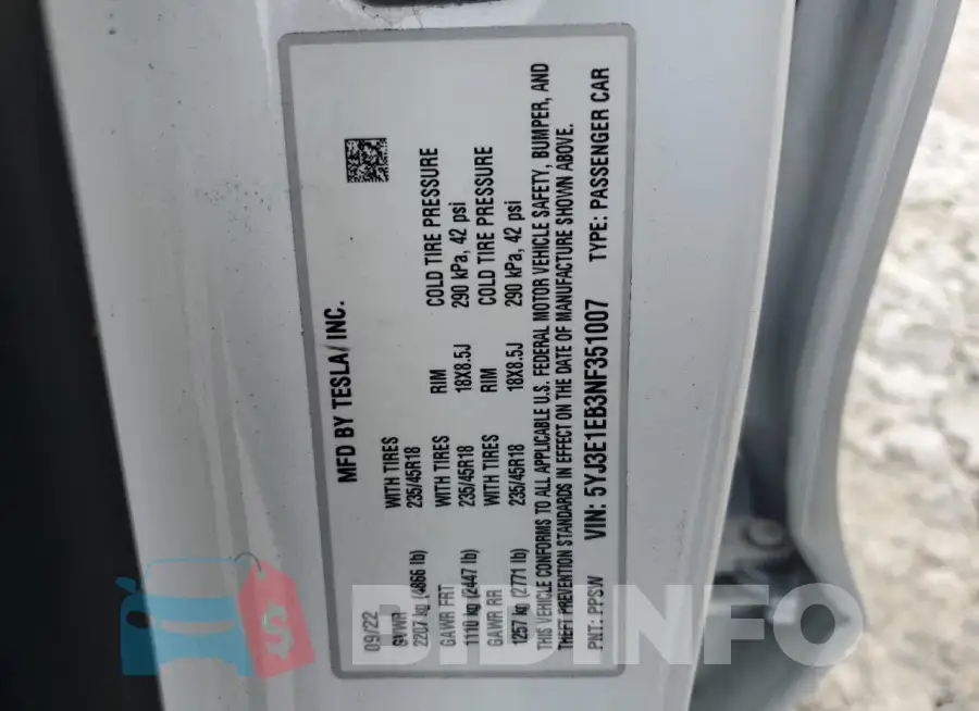 5YJ3E1EB3NF351007 Photo# 12