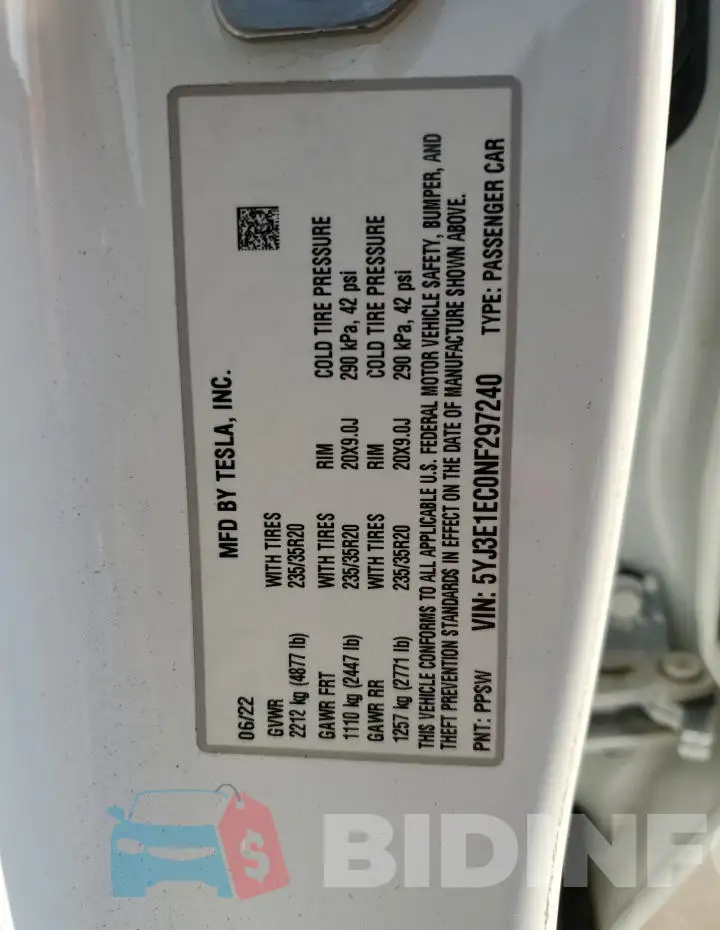 5YJ3E1EC0NF297240 Photo# 12