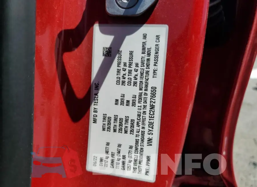 5YJ3E1EC2NF276650 Photo# 12