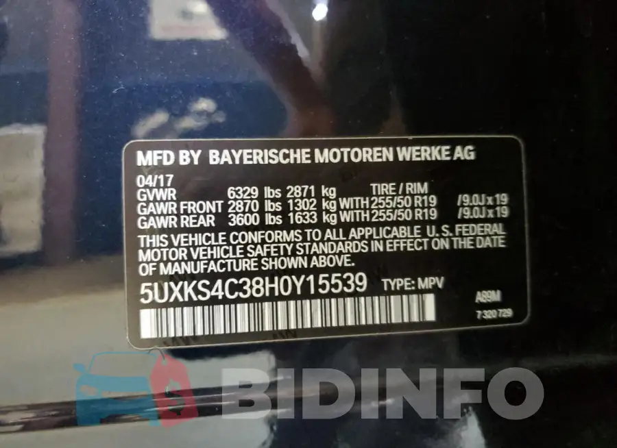 5UXKS4C38H0Y15539 Photo# 13