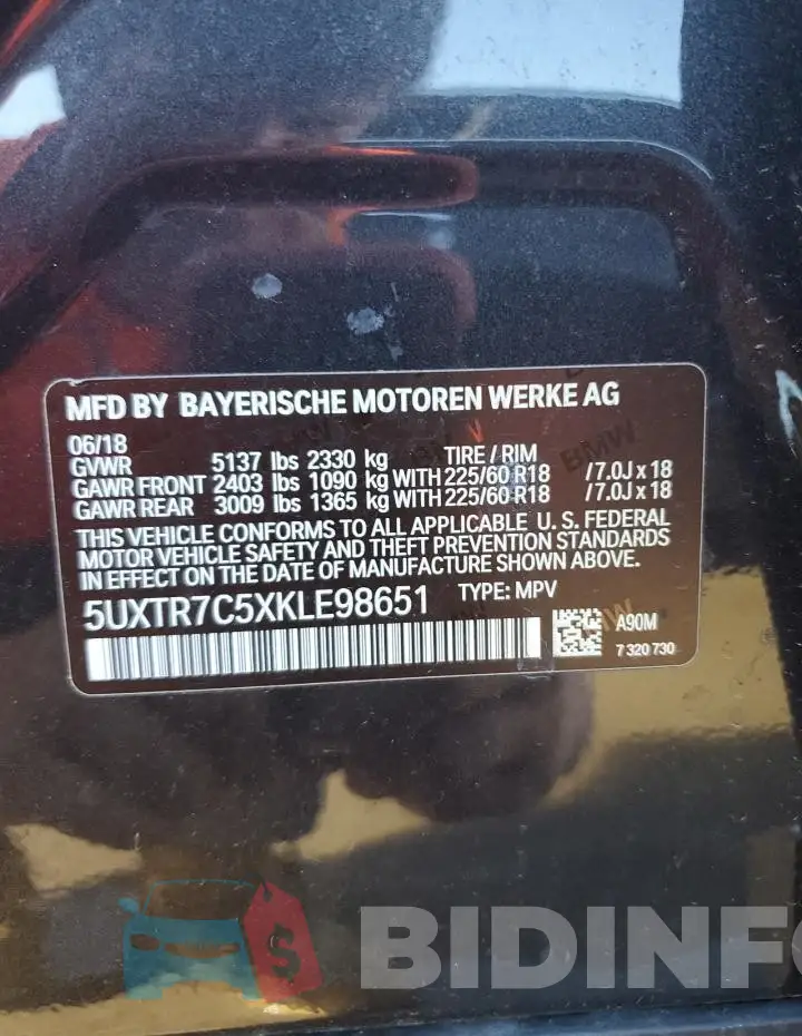 5UXTR7C5XKLE98651 Photo# 13