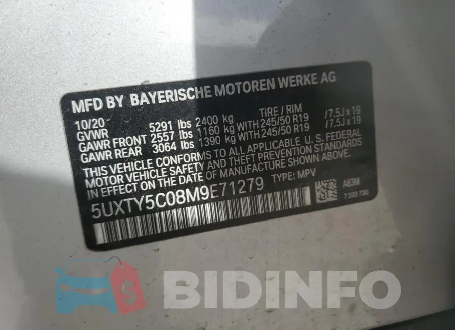 5UXTY5C08M9E71279 Photo# 13
