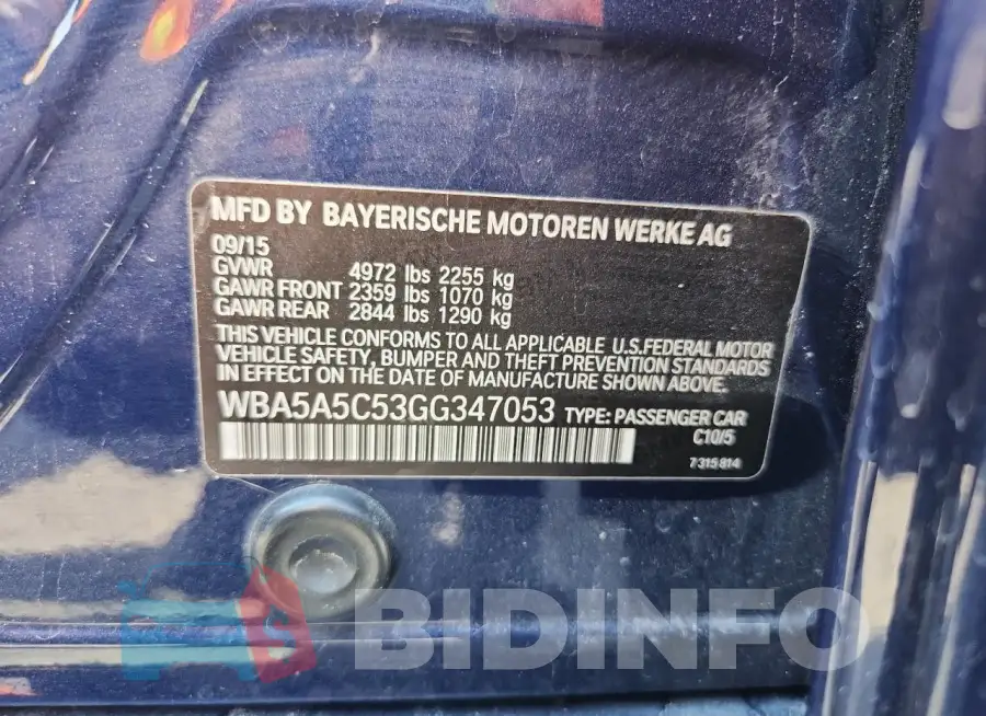 WBA5A5C53GG347053 Photo# 12