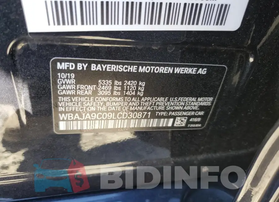 WBAJA9C09LCD30871 Photo# 13