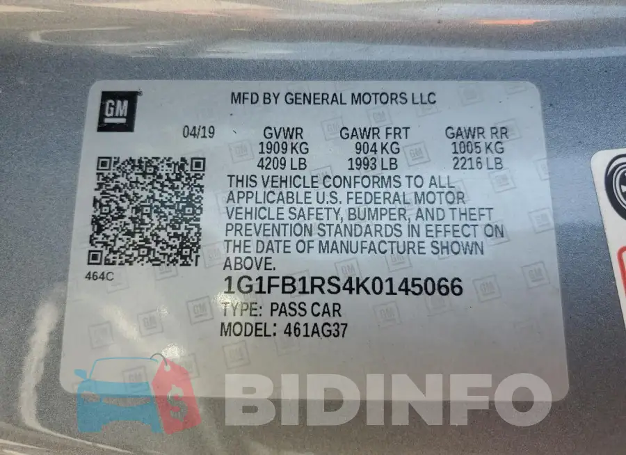 1G1FB1RS4K0145066 Photo# 13