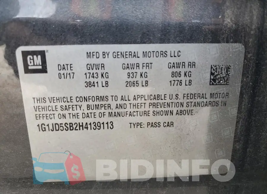 1G1JD5SB2H4139113 Photo# 13