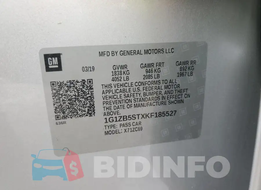 1G1ZB5STXKF185527 Photo# 13