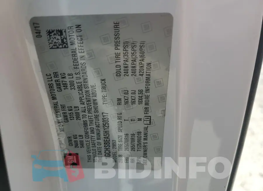 1GCHSBEA5H1250317 Photo# 12