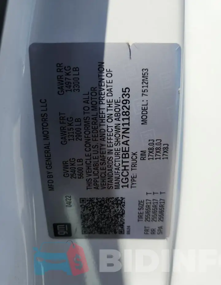 1GCHTBEA7N1182935 Photo# 12
