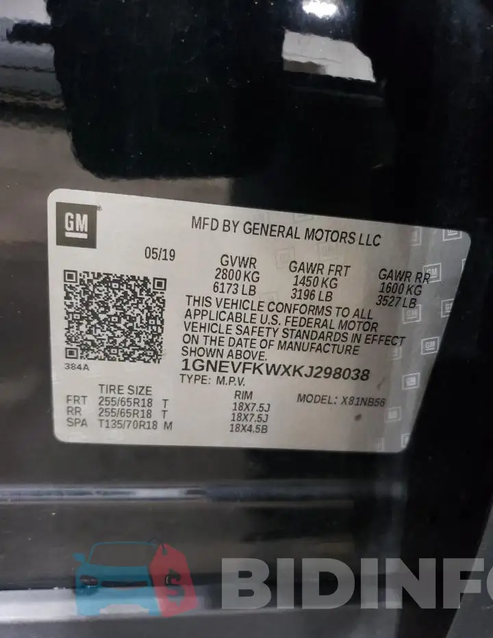 1GNEVFKWXKJ298038 Photo# 13