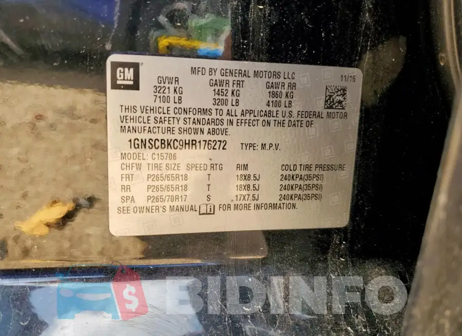 1GNSCBKC9HR176272 Photo# 13
