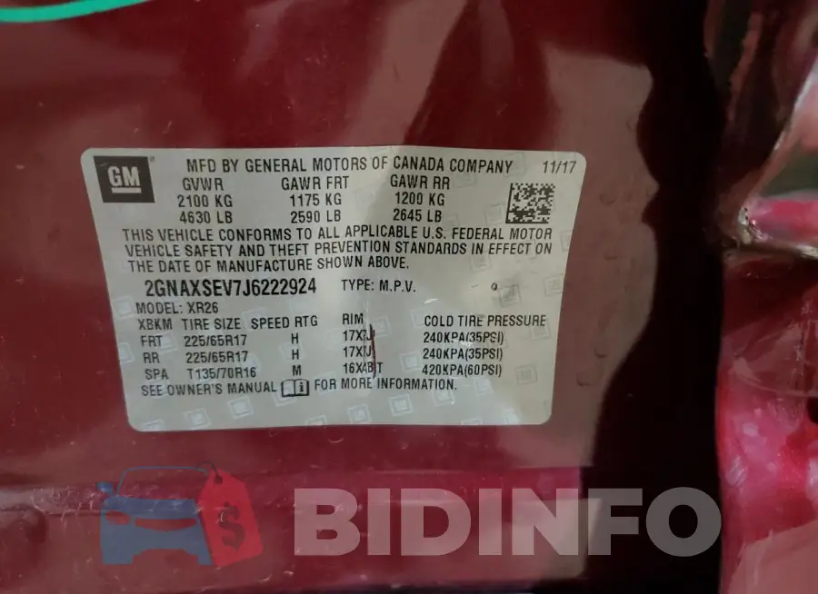 2GNAXSEV7J6222924 Photo# 13