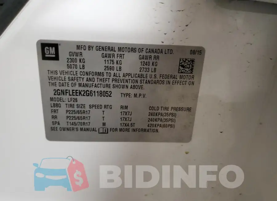 2GNFLEEK2G6118052 Photo# 13
