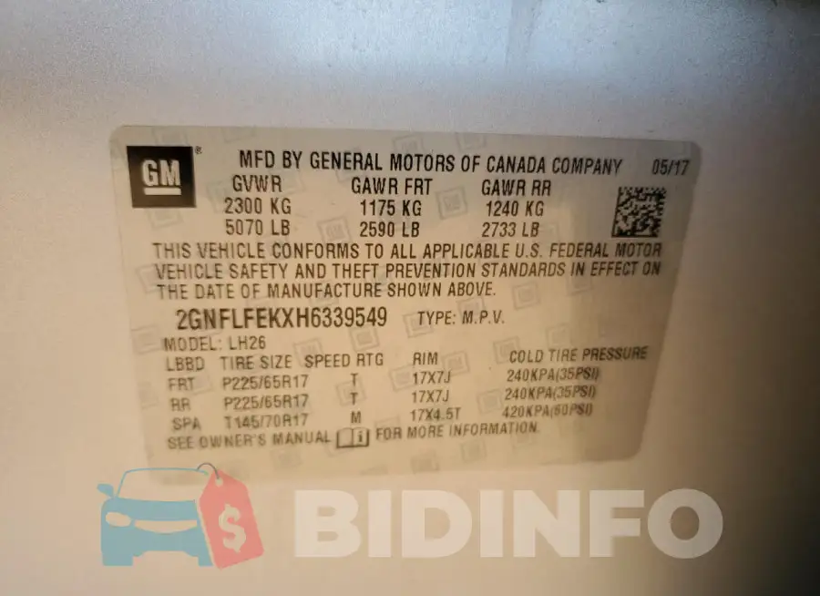 2GNFLFEKXH6339549 Photo# 13