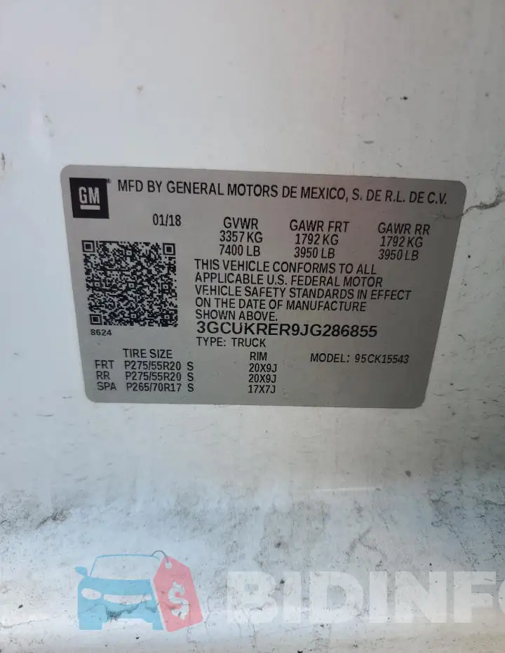 3GCUKRER9JG286855 Photo# 13