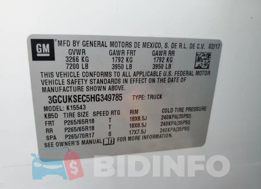 3GCUKSEC5HG349785 Photo# 12