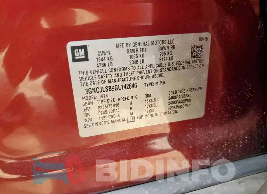 3GNCJLSB9GL142846 Photo# 13