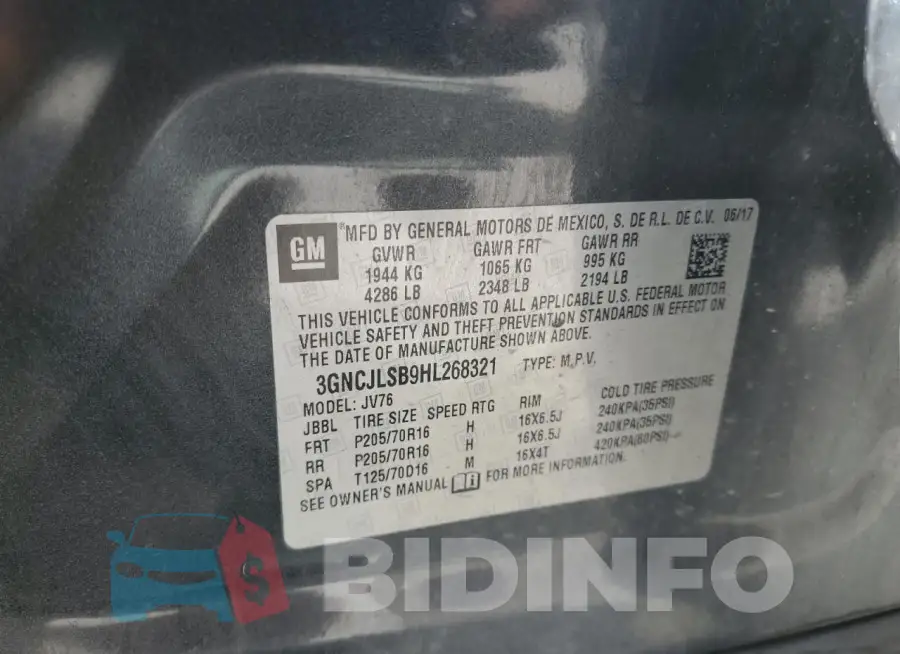 3GNCJLSB9HL268321 Photo# 13