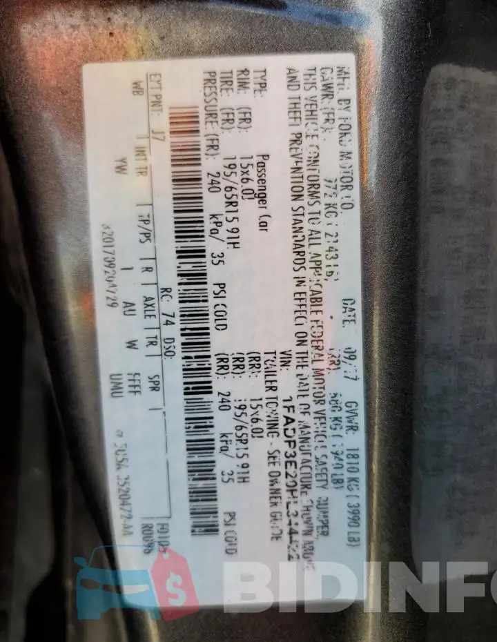 1FADP3E20HL344422 Photo# 12