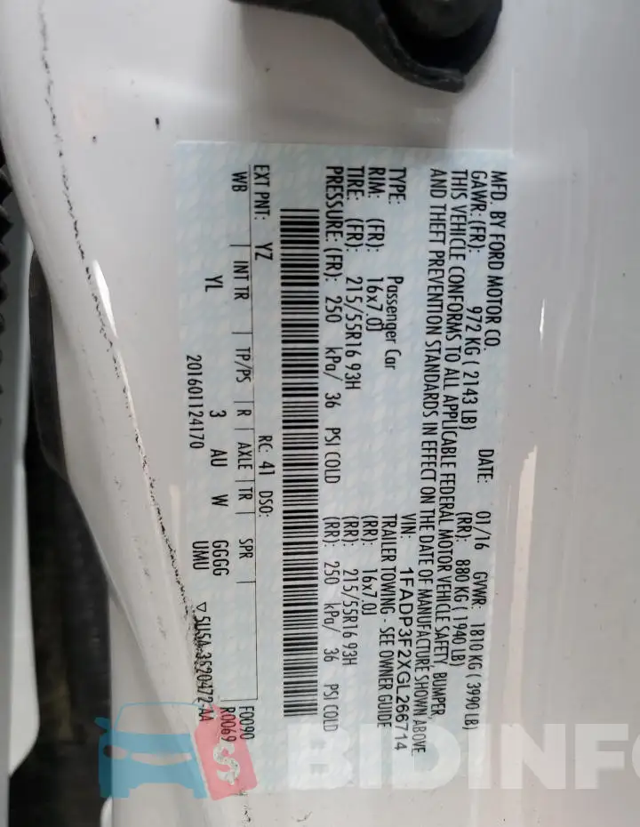 1FADP3F2XGL266714 Photo# 12