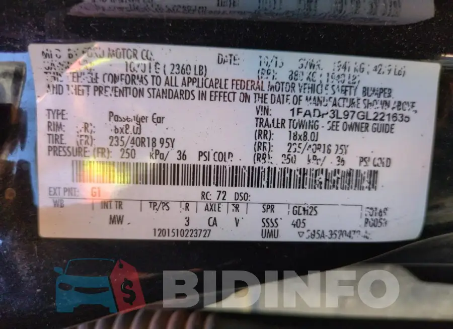 1FADP3L97GL221635 Photo# 13