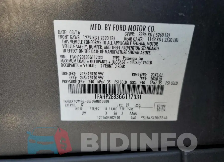 1FAHP2E83GG117331 Photo# 12
