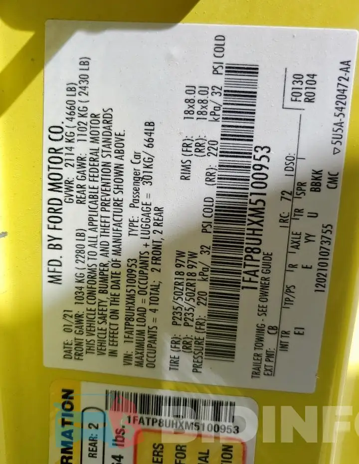 1FATP8UHXM5100953 Photo# 12