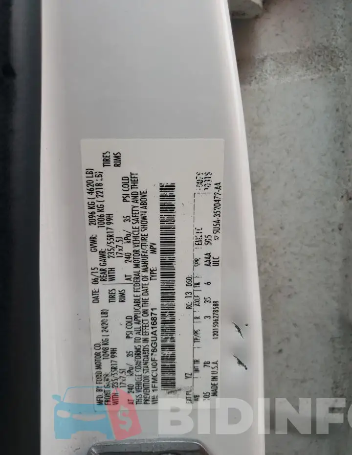 1FMCU0F76GUA16871 Photo# 13