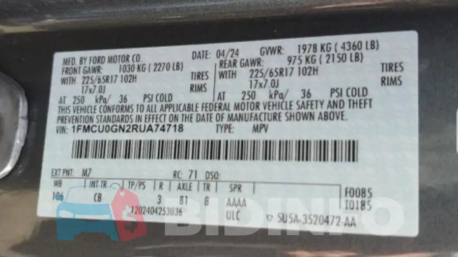 1FMCU0GN2RUA74718 Photo# 13