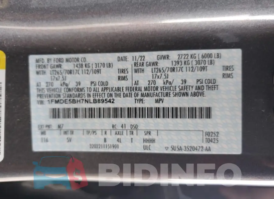 1FMDE5BH7NLB89542 Photo# 12