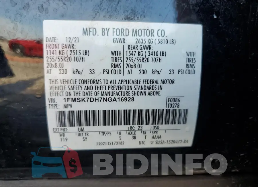1FMSK7DH7NGA16928 Photo# 14