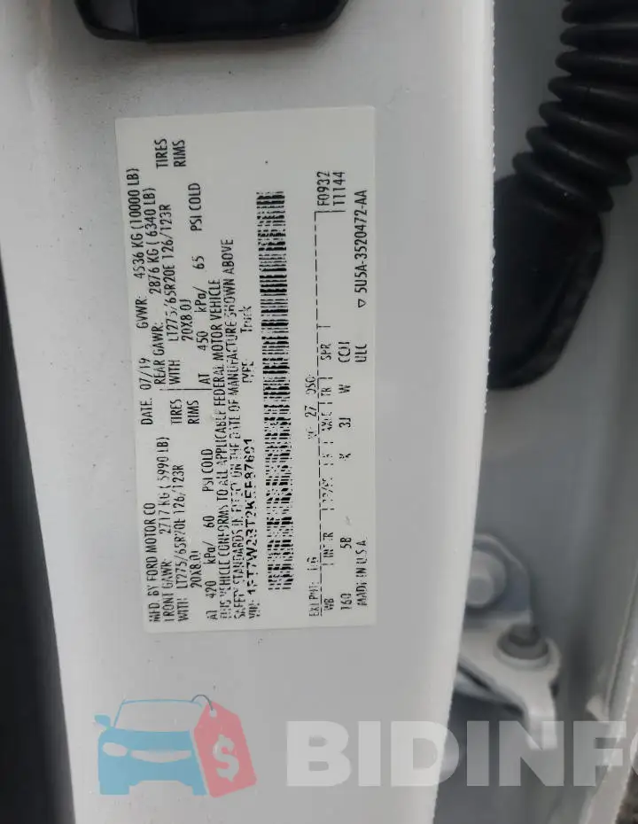1FT7W2BT2KEF87601 Photo# 12