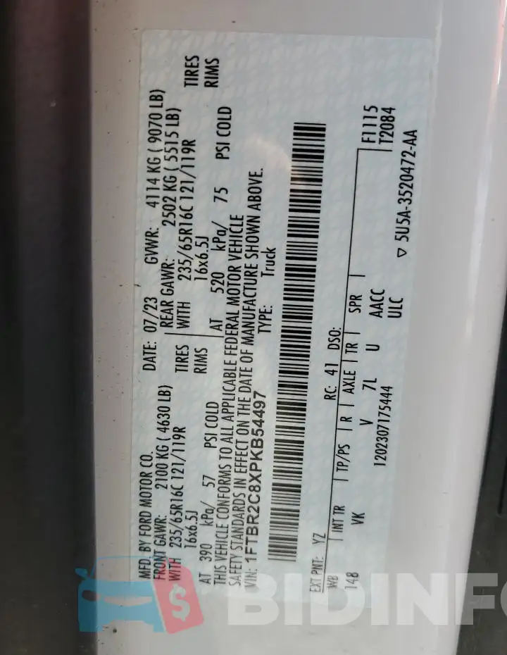 1FTBR2C8XPKB54497 Photo# 13