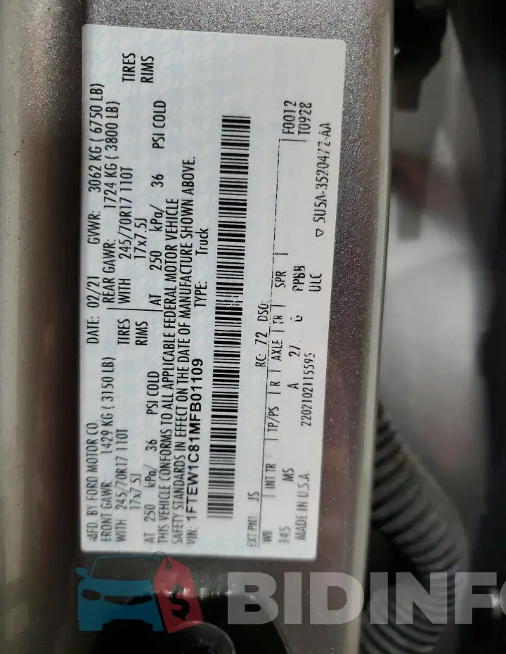1FTEW1C81MFB01109 Photo# 13