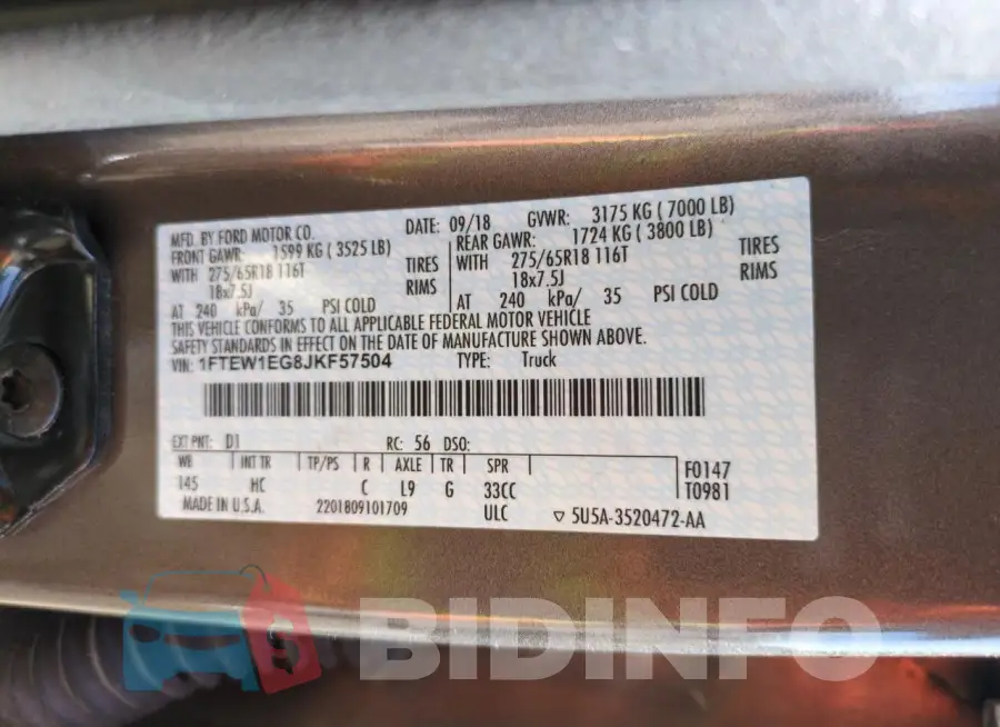 1FTEW1EG8JKF57504 Photo# 12