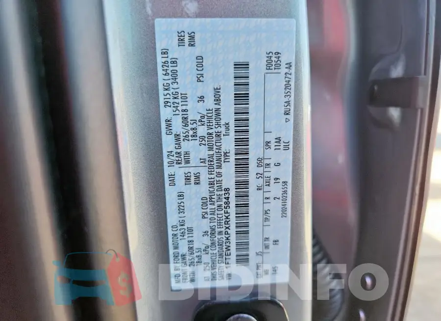 1FTEW3KPXRKF58438 Photo# 13