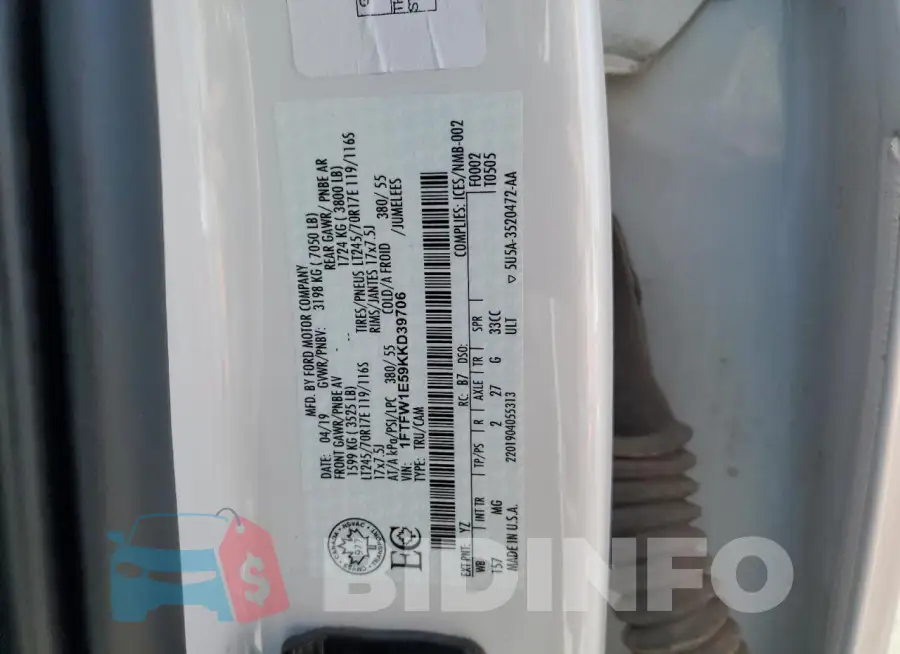 1FTFW1E59KKD39706 Photo# 12