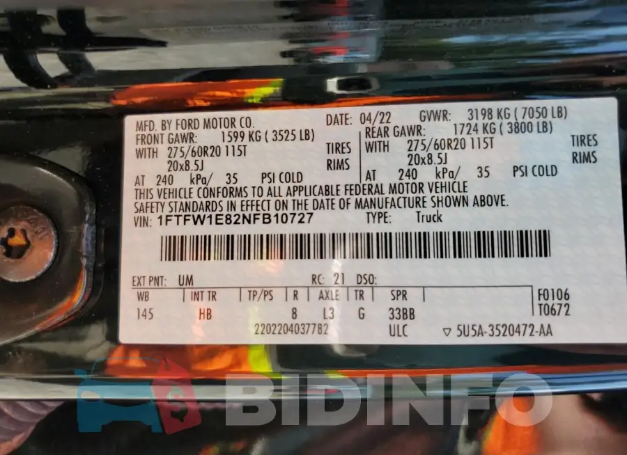 1FTFW1E82NFB10727 Photo# 12