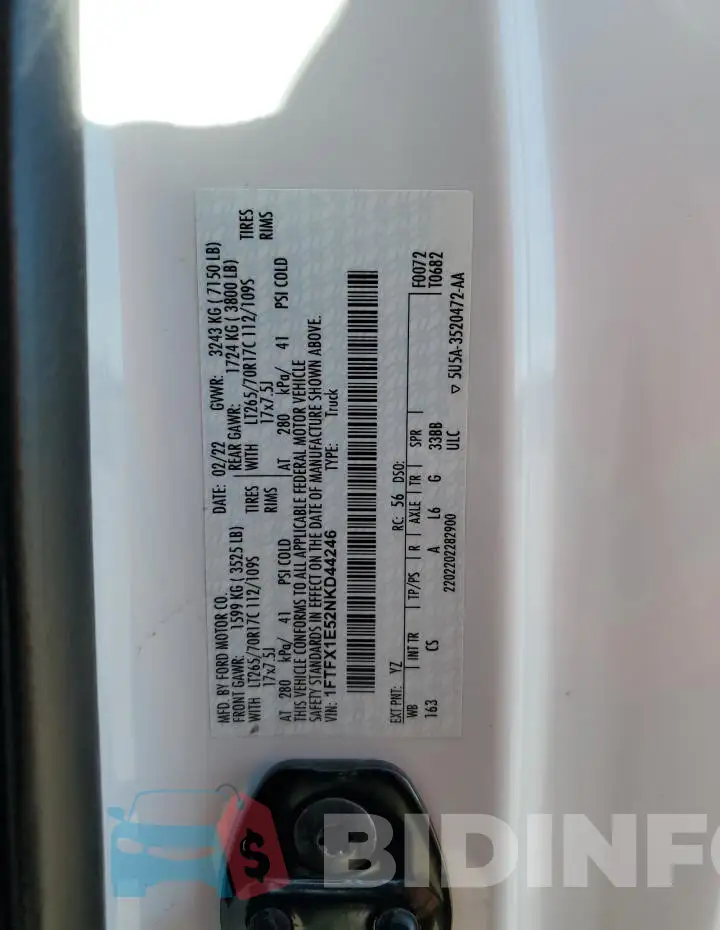 1FTFX1E52NKD44246 Photo# 12